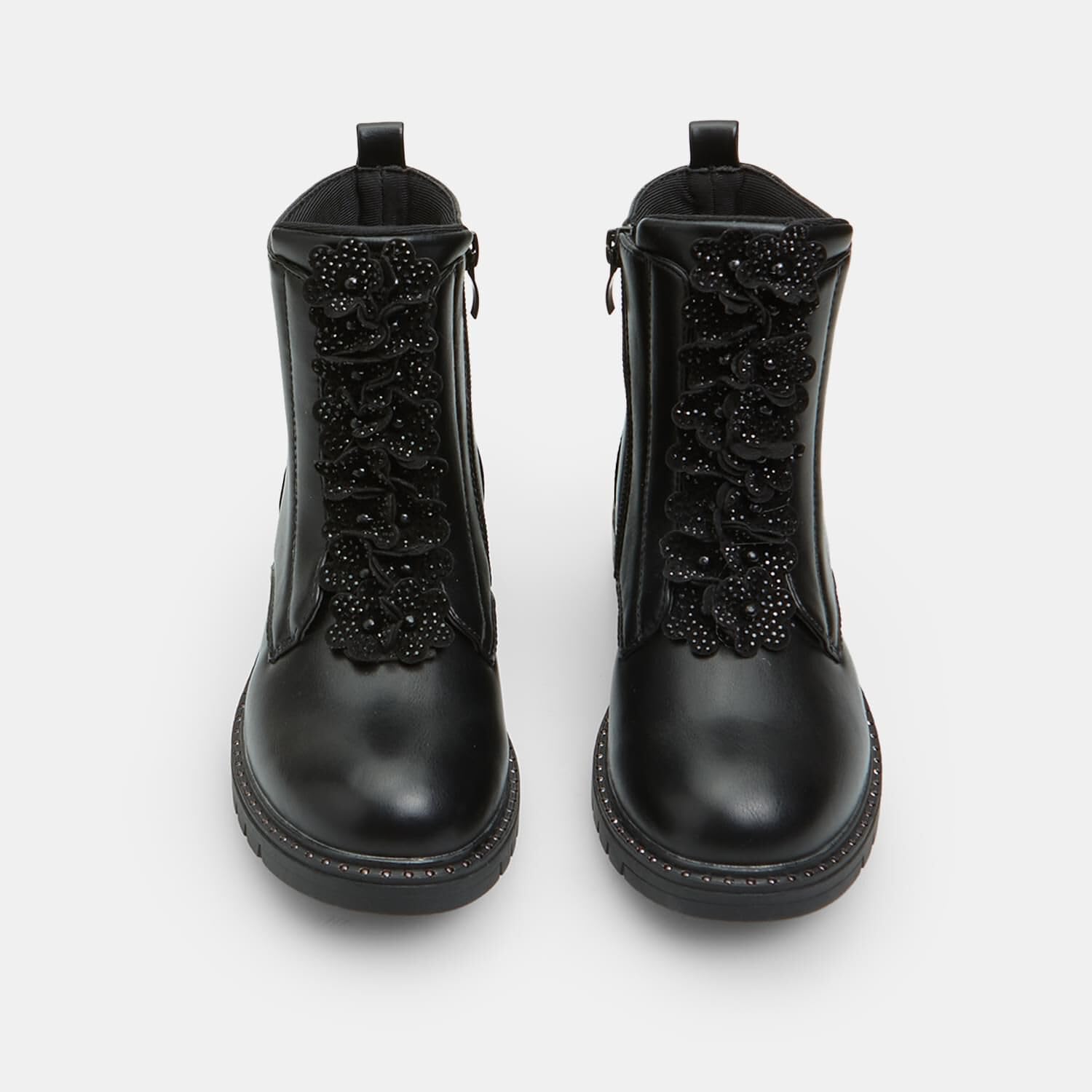 Bata Bottines Motard Fille Fleurs Paillettes