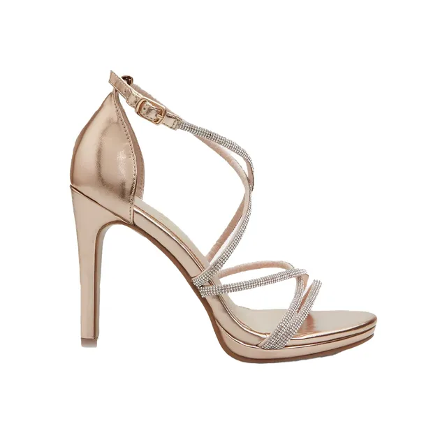 Bata Sandales dorées talon 11 cm strass