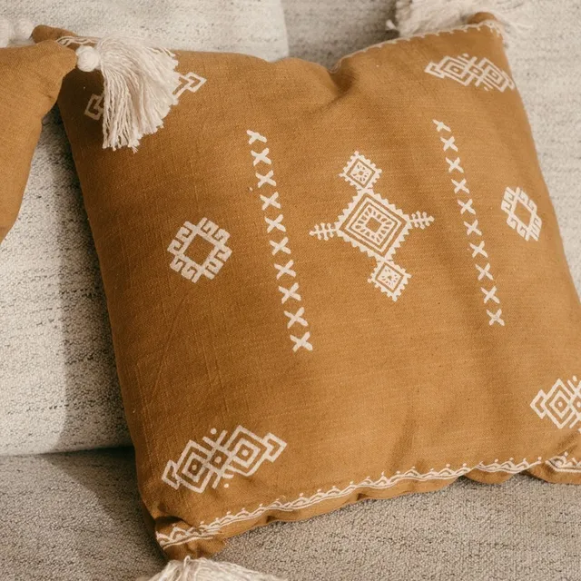 Andrea House Textil coussin marron ethnique 45x45 coton