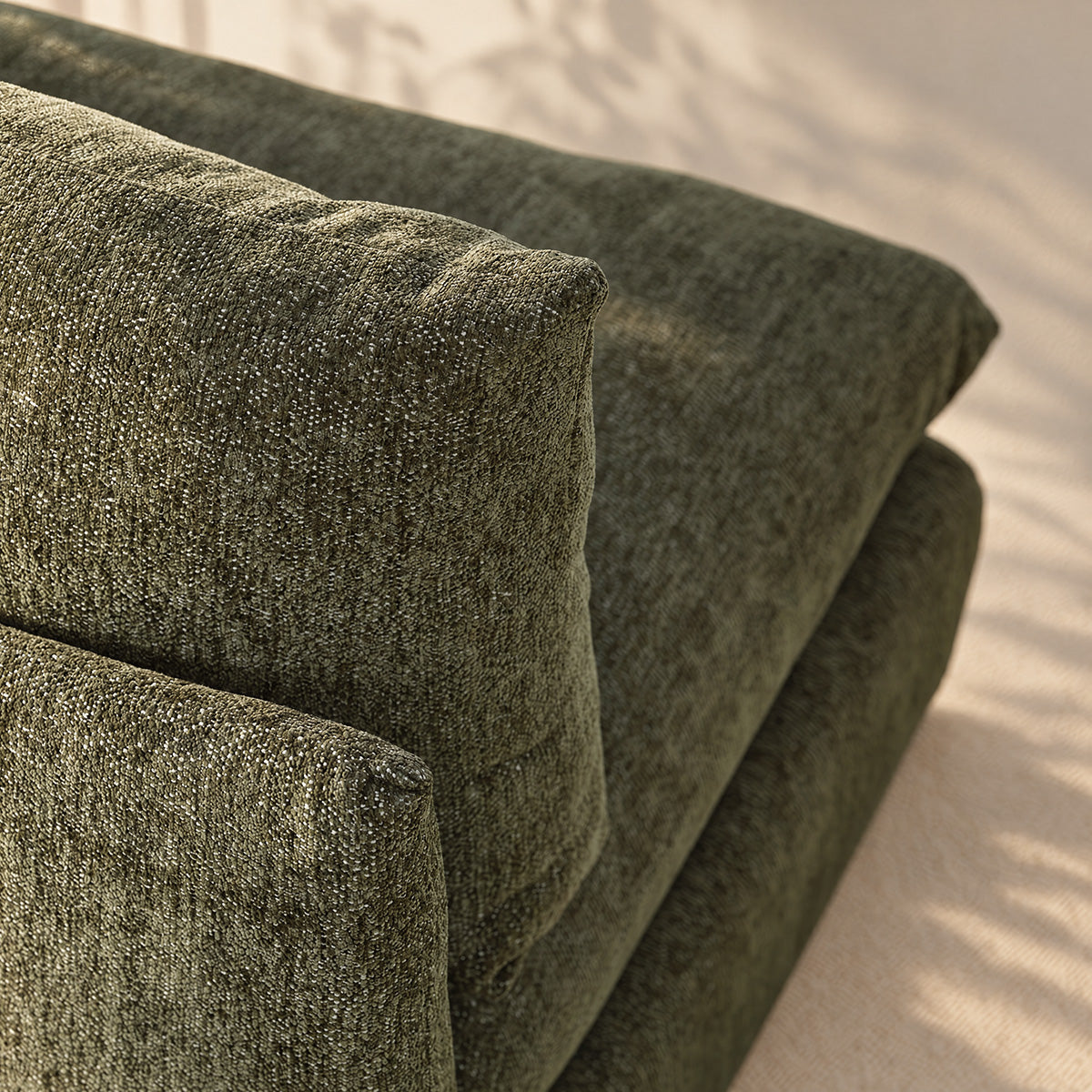 Berah Getah LEOPOLD angle droit canapé chenille vert modulable