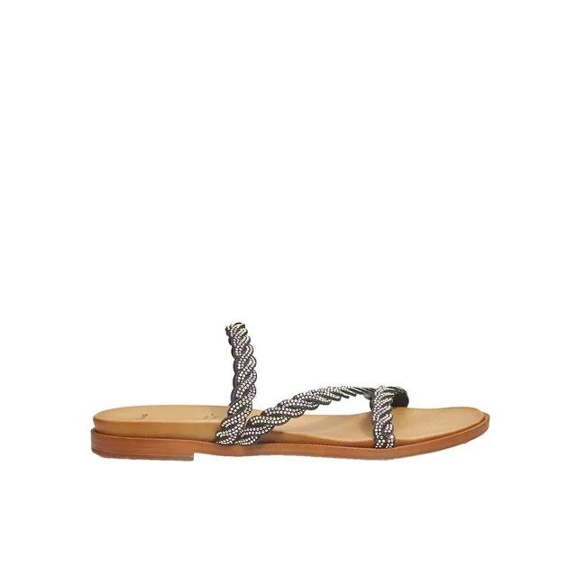 Bata Sandales Mules plates femme bijoux tressées