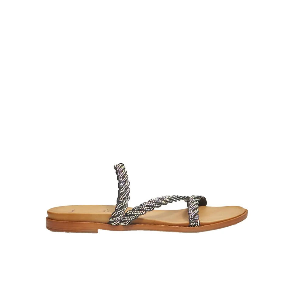 Bata Sandales Mules plates femme bijoux tressées