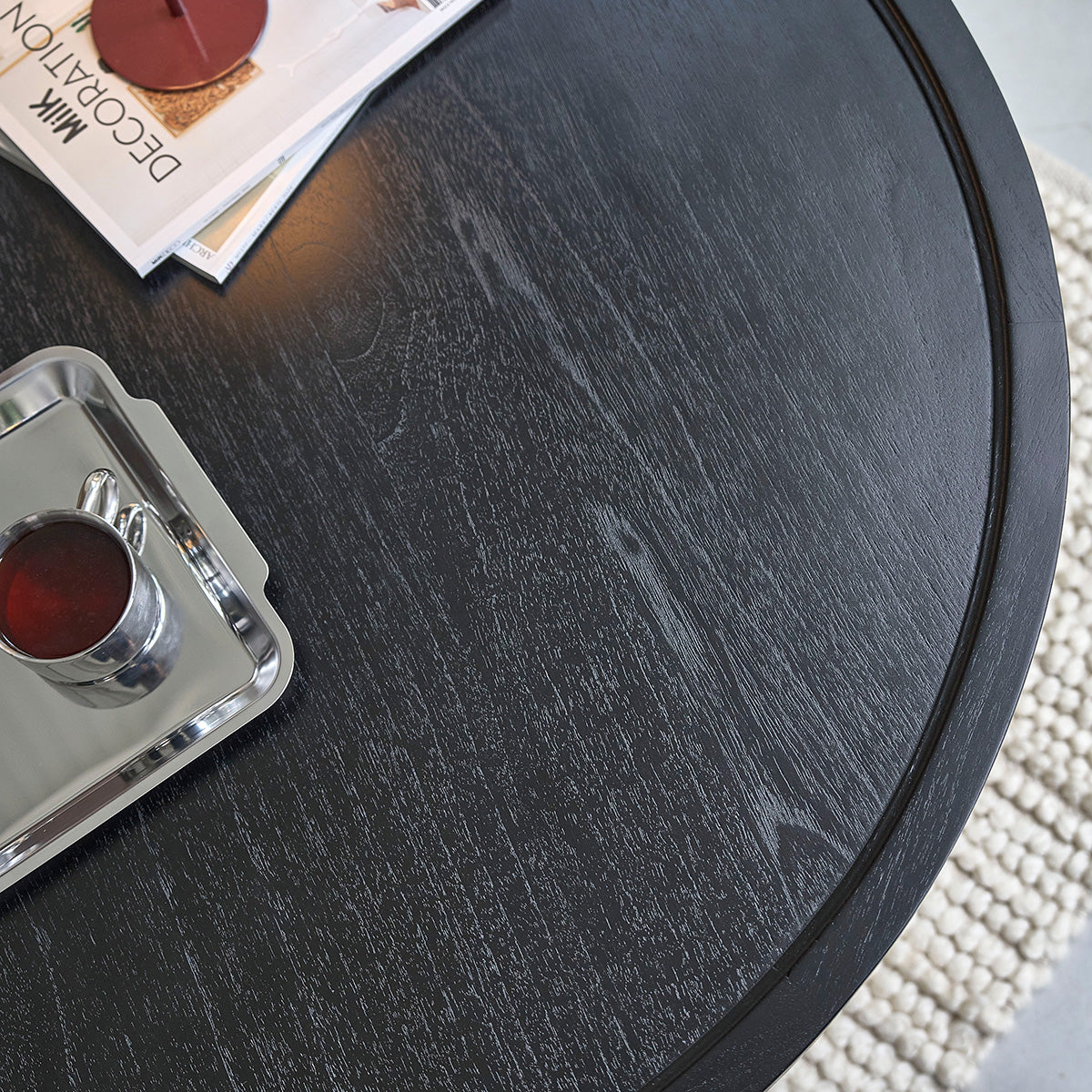 Berah Getah Louisa table basse ronde mindi noir ø 100 cm