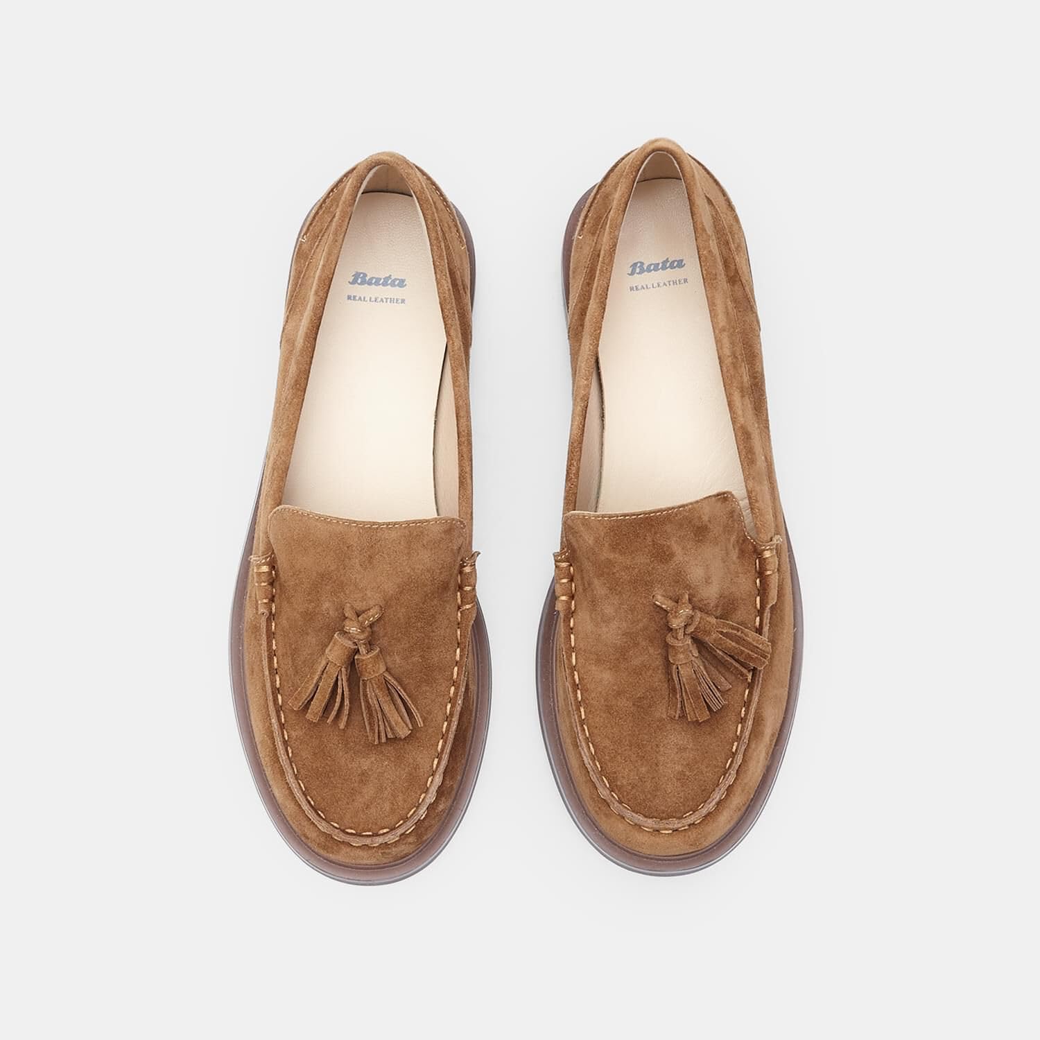 Bata Mocassins Femme Daim Pompons Élégants