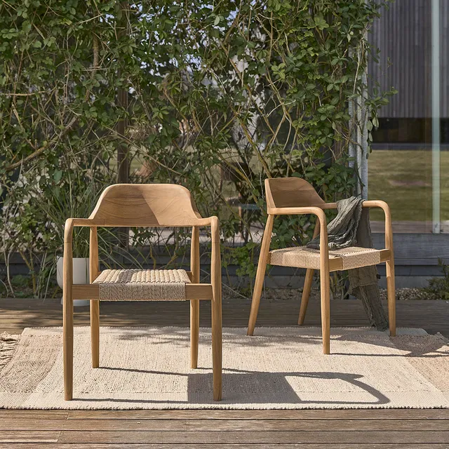 Berah Getah Alizé fauteuil jardin teck cordage lot de 2