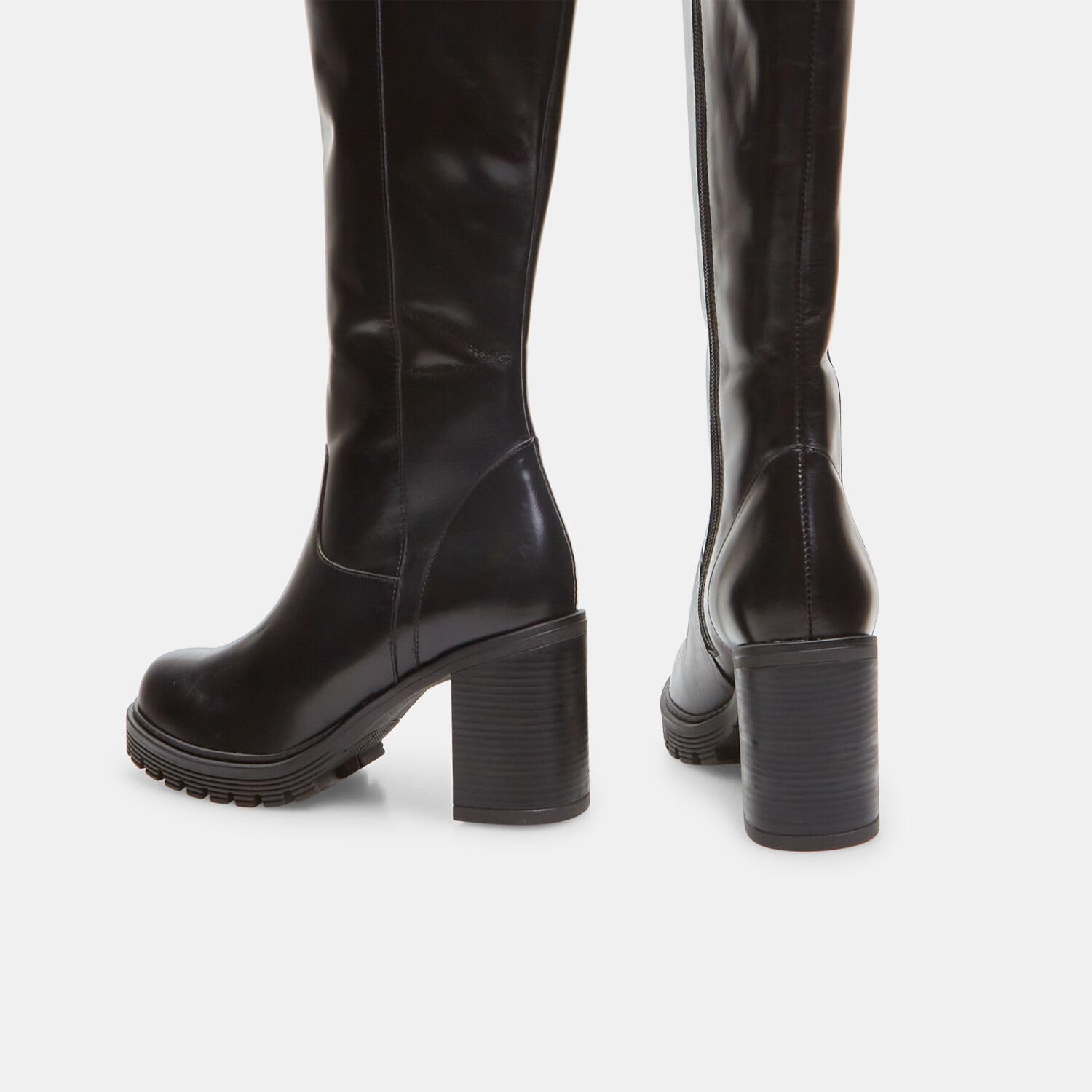 Bata bottes montantes femme cuir talon crantée