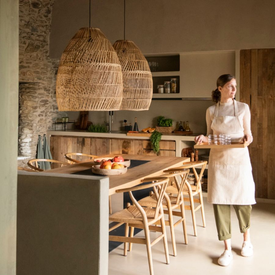 Andrea House Cocina plateau bambou anses pour servir