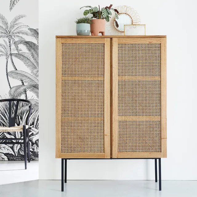 Berah Getah Aubin armoire mindi cannage 100 cm 2 portes