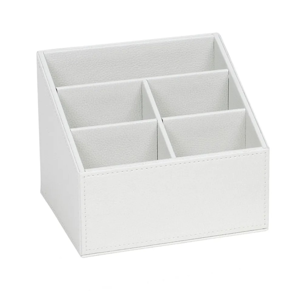 Andrea House Decoración porte-télécommandes blanc cuir