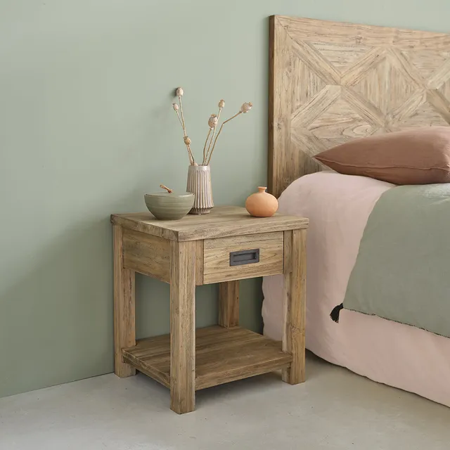 Berah Getah Cargo table de chevet teck recyclé 45 cm