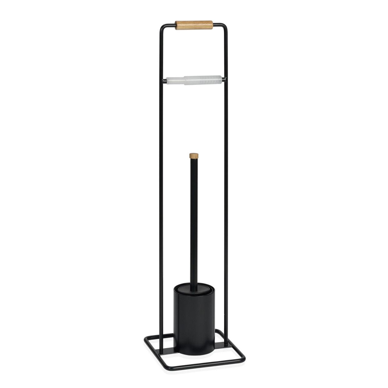 Andrea House Baño porte-rouleau avec brosse noir métal