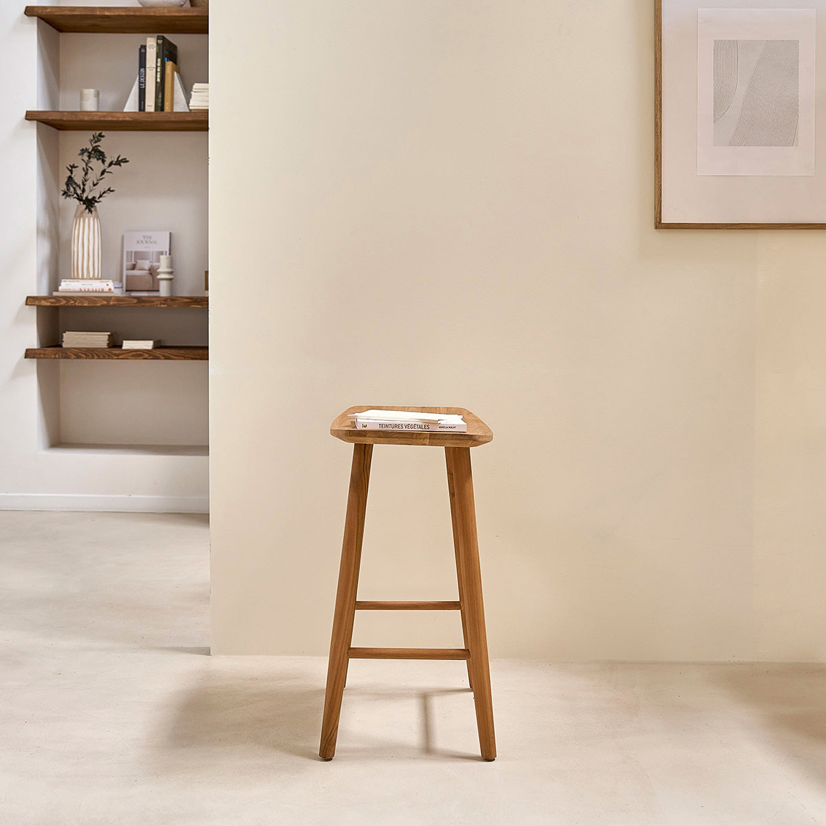 Berah Getah Ambre tabouret de bar teck massif 65 cm
