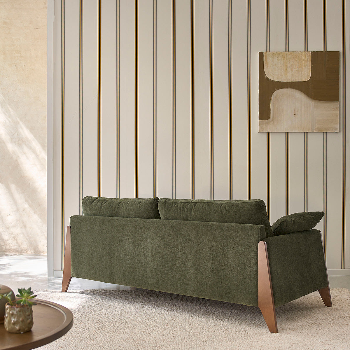 Berah Getah Ondine canapé 3 places velours vert mousse