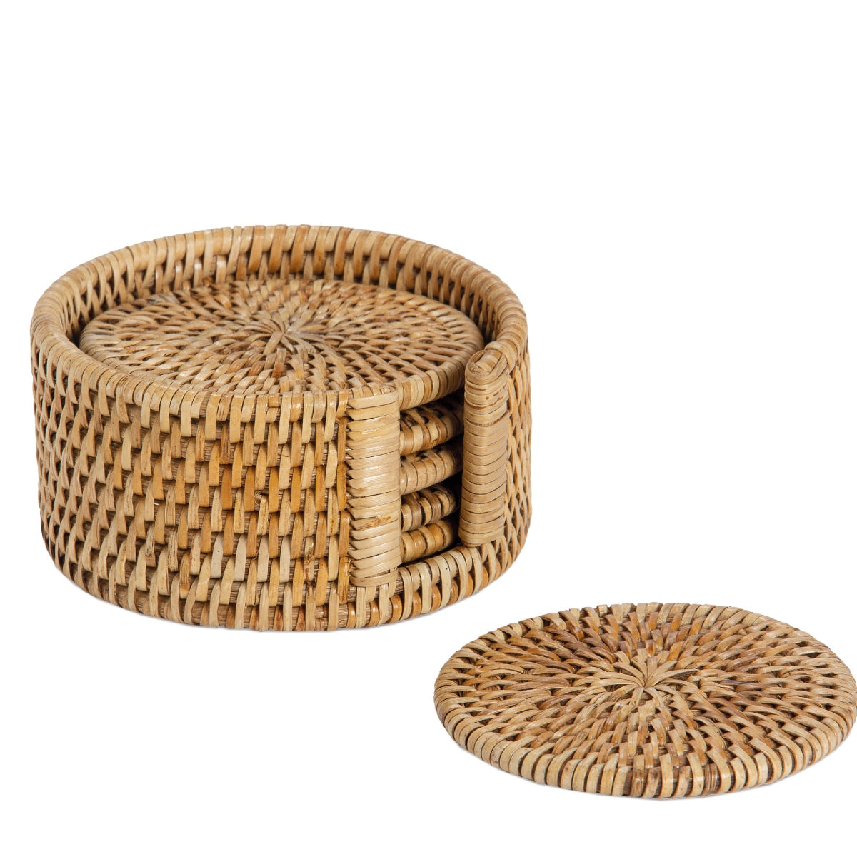 Andrea House set 6 dessous de verre ronds en rotin