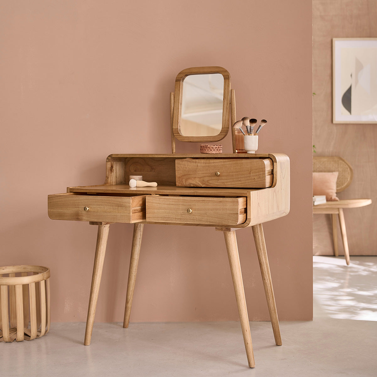 Berah Getah Chambre Coiffeuse mindi 90 cm miroir