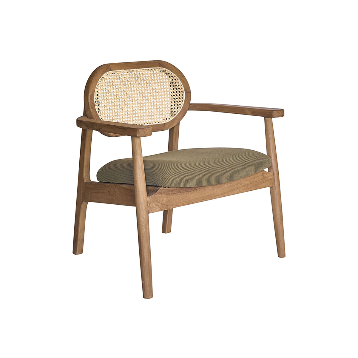 Berah Getah SABI fauteuil teck cannage velours kaki