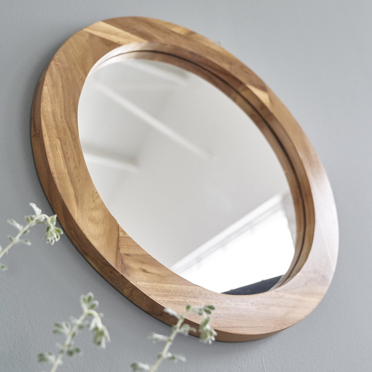 Berah Getah Sara miroir rond teck 50 cm salle de bain
