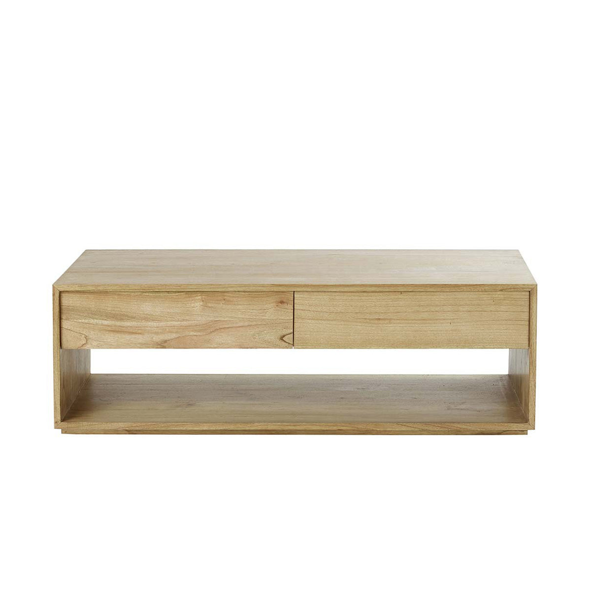 Berah Getah Tilo table basse mindi 140 cm 4 tiroirs naturel