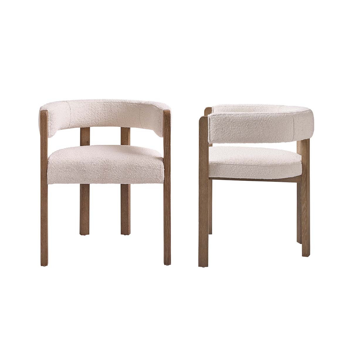 Berah Getah Cléa chaise chêne bouclette blanc lot de 2