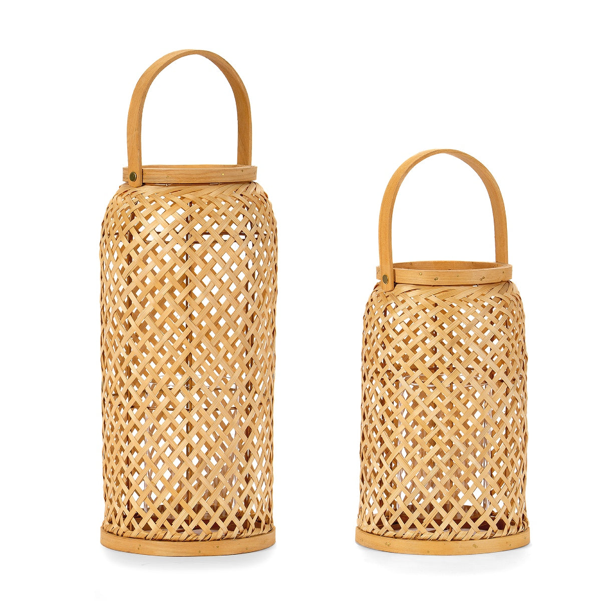 Andrea House lanterne porte-bougie bambou marron 30 cm