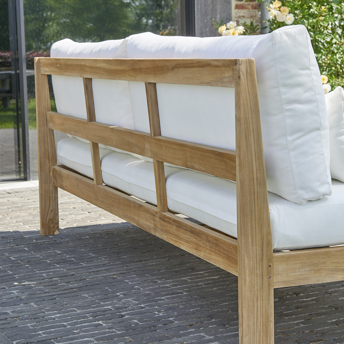 Berah Getah Palma canapé de jardin teck blanc 3 places