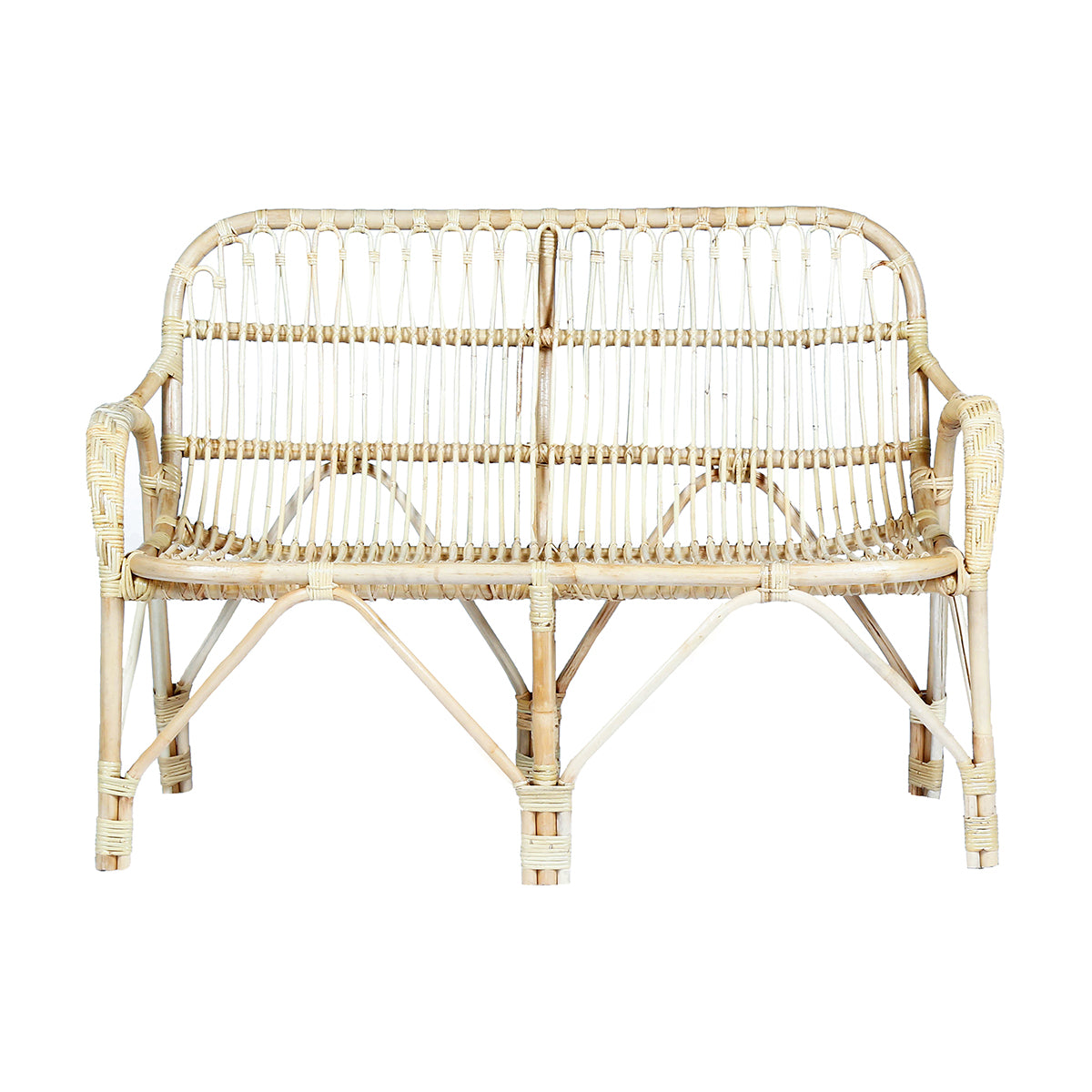 Berah Getah Paola banquette rotin naturel vintage coussin