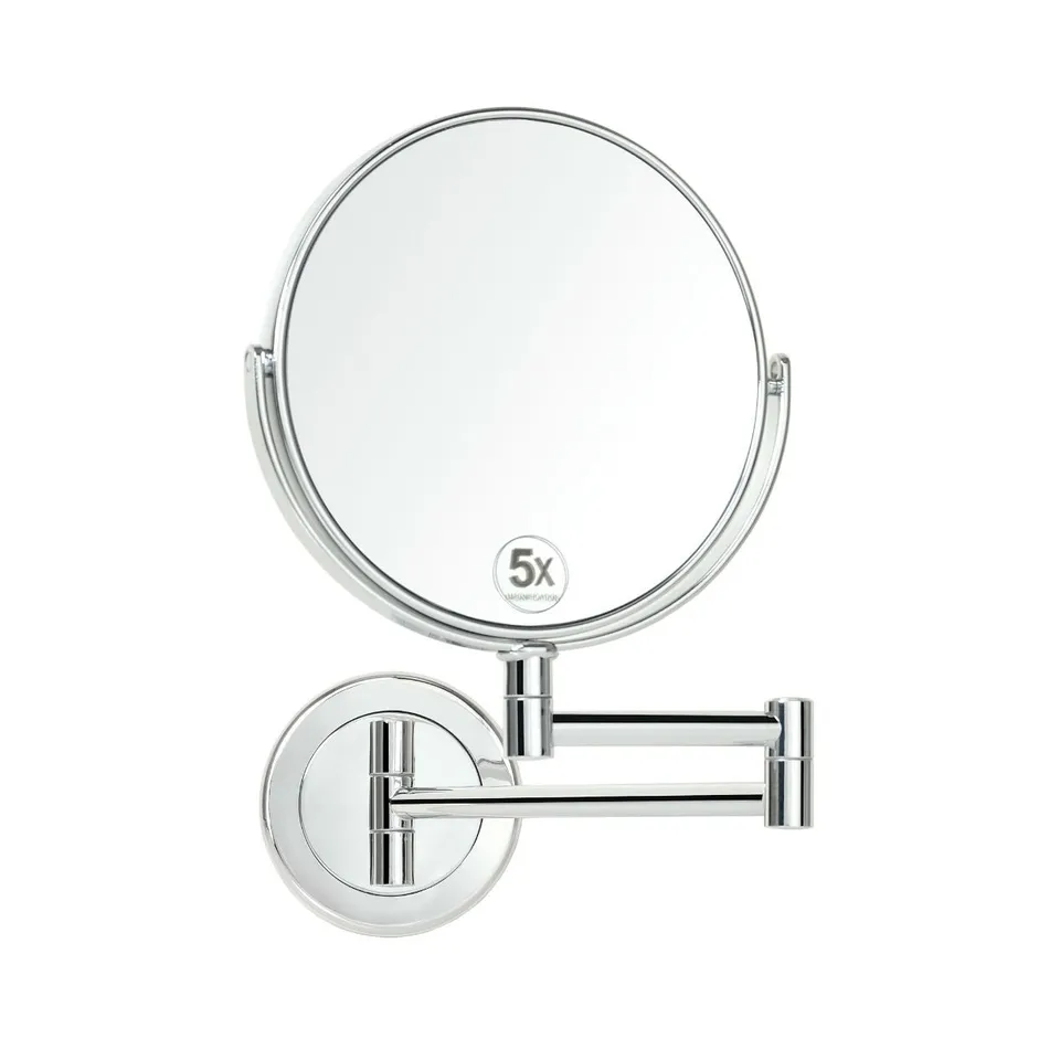 Andrea House Baño miroir grossissant métal argenté classique