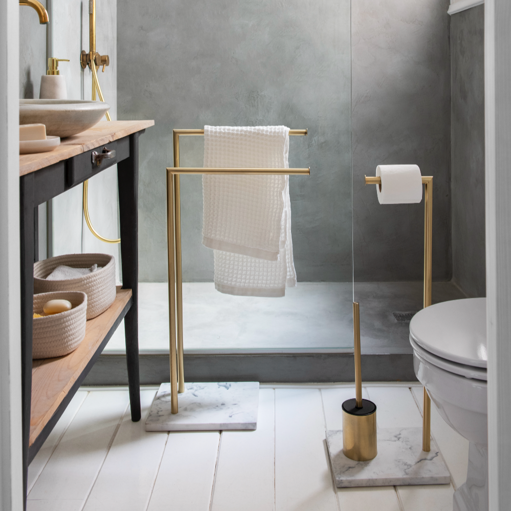 Andrea House porte-rouleau brosse WC doré marbre classique