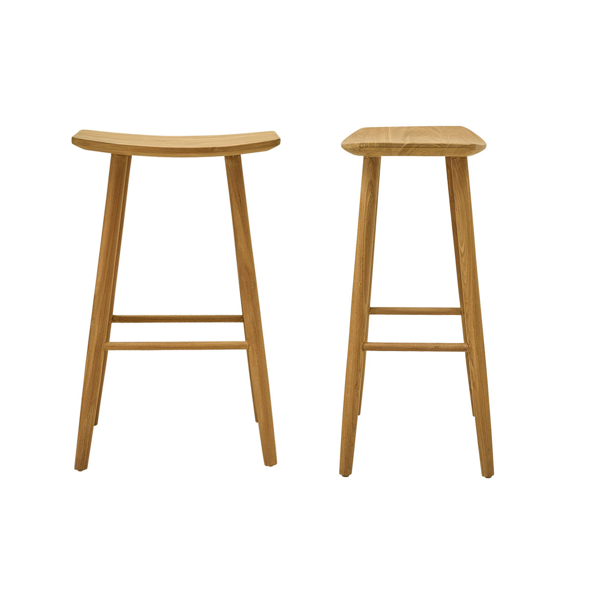 Berah Getah Ambre lot 2 tabourets bar teck 75 cm