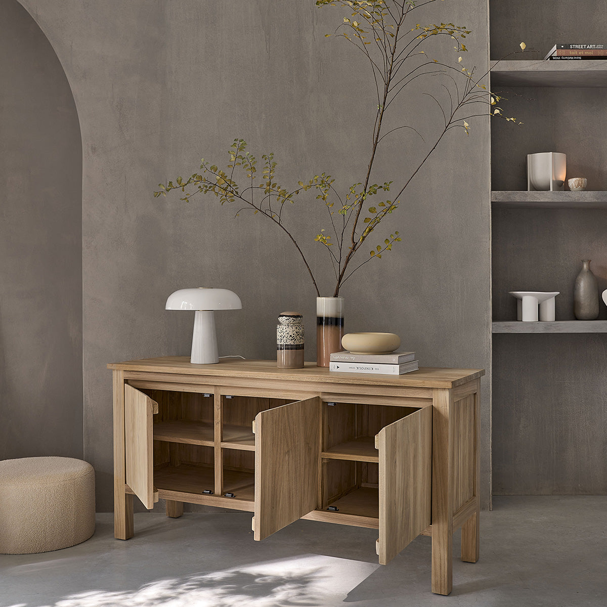 Berah Getah Aldo buffet teck massif 150 cm 3 portes