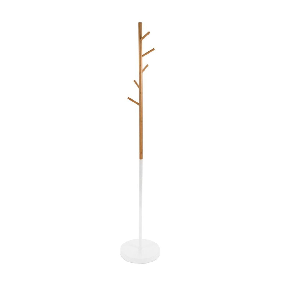 Andrea House Mueble porte-manteau métal blanc bambou