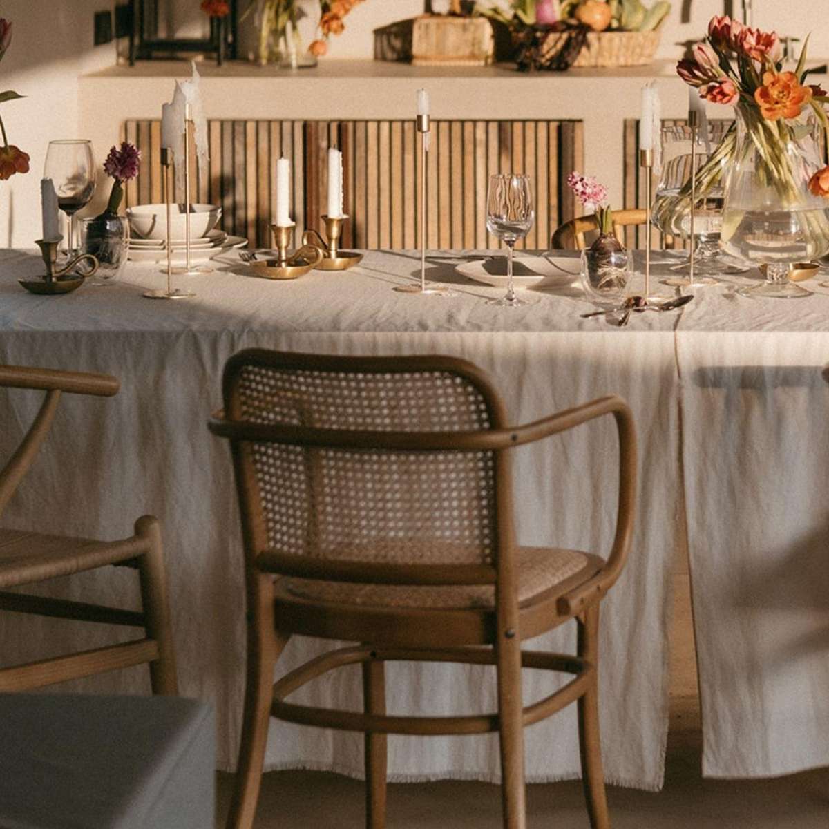 Andrea House Cocina nappe lin blanc franges 200 cm