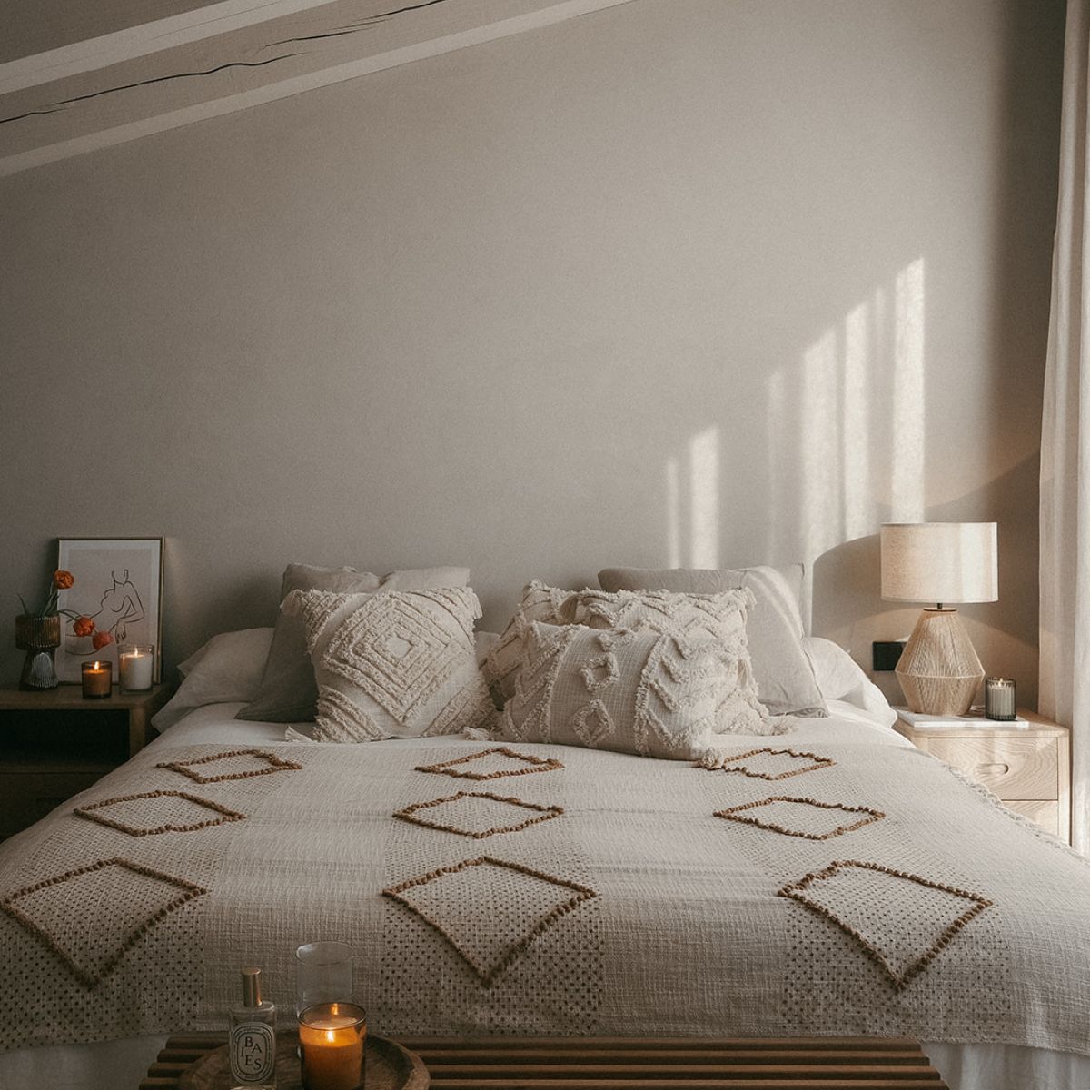 Andrea House Textil plaid coton beige 130x170 cm