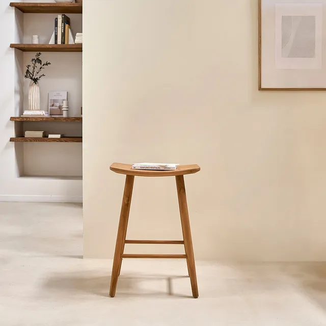 Berah Getah Ambre tabouret de bar teck massif 65 cm