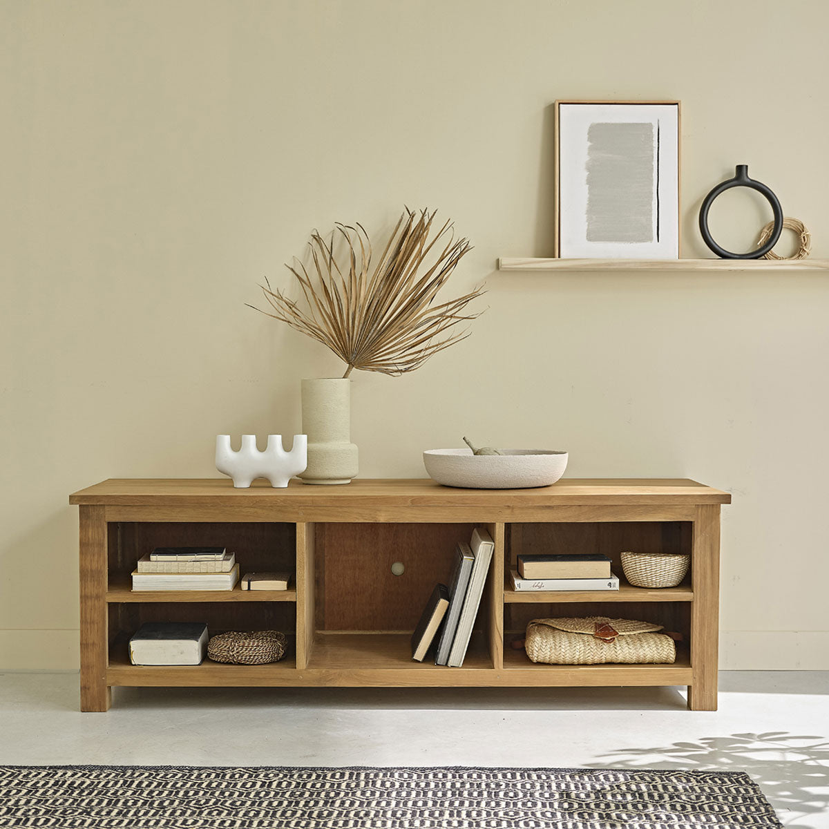 Berah Getah Boston meuble TV teck massif 150 cm