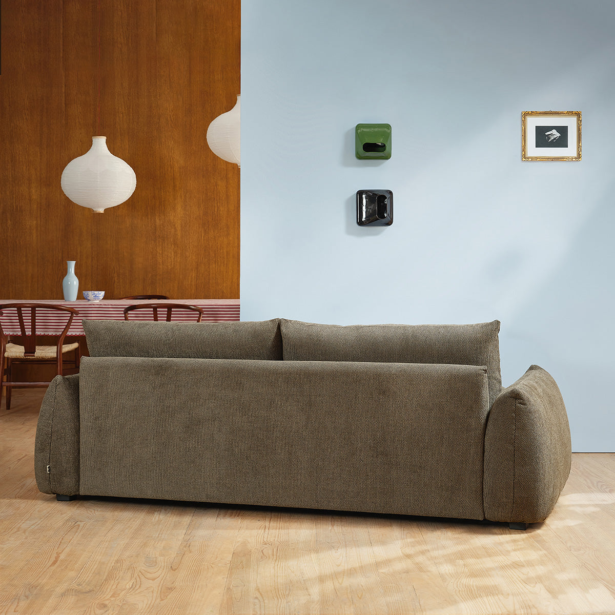 Berah Getah JACQUES canapé 3 places tissu kaki déhoussable