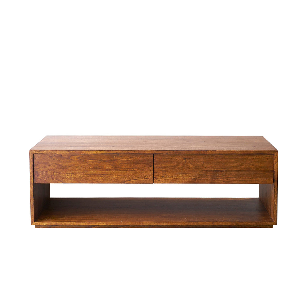 Berah Getah Milo table basse bois 140 cm noyer 4 tiroirs