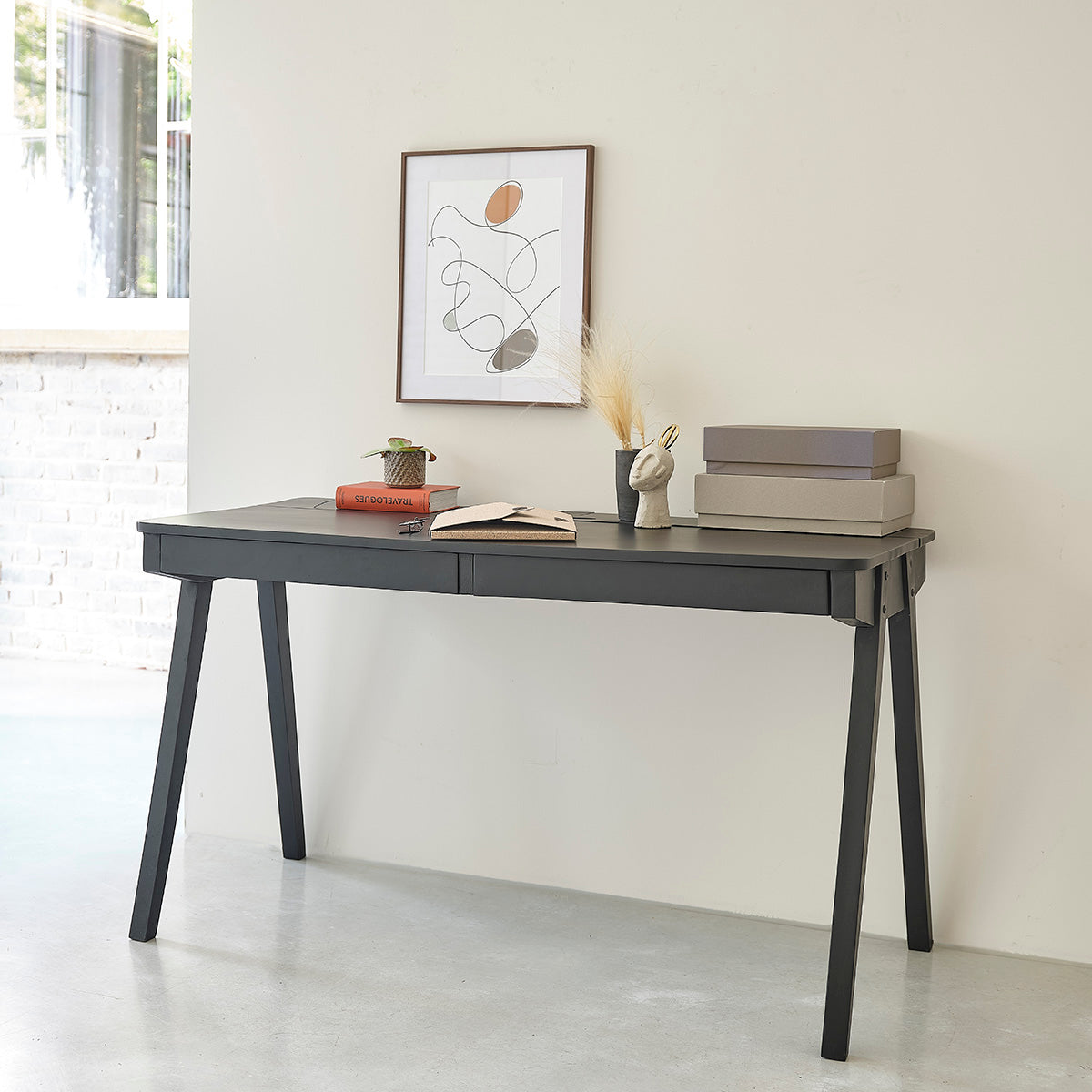 Berah Getah GLASGOW bureau manguier 130 cm noir