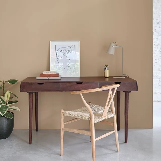 Berah Getah Cameron bureau manguier 140 cm 3 tiroirs