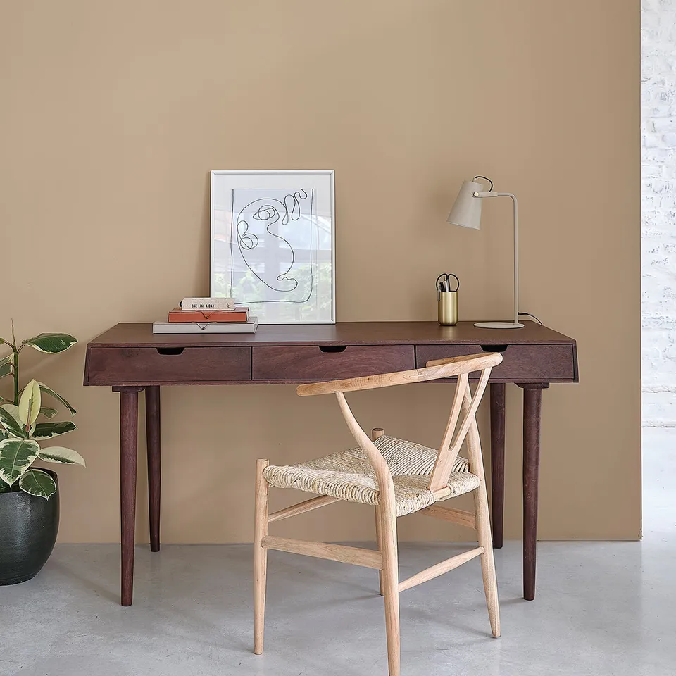 Berah Getah Cameron bureau manguier 140 cm 3 tiroirs