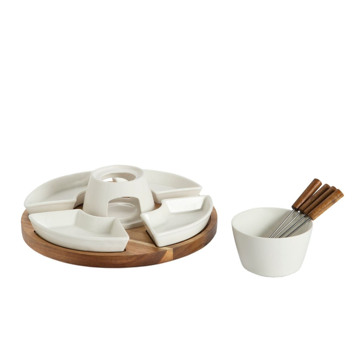 Andrea House service fondue porcelaine acacia 4 pièces