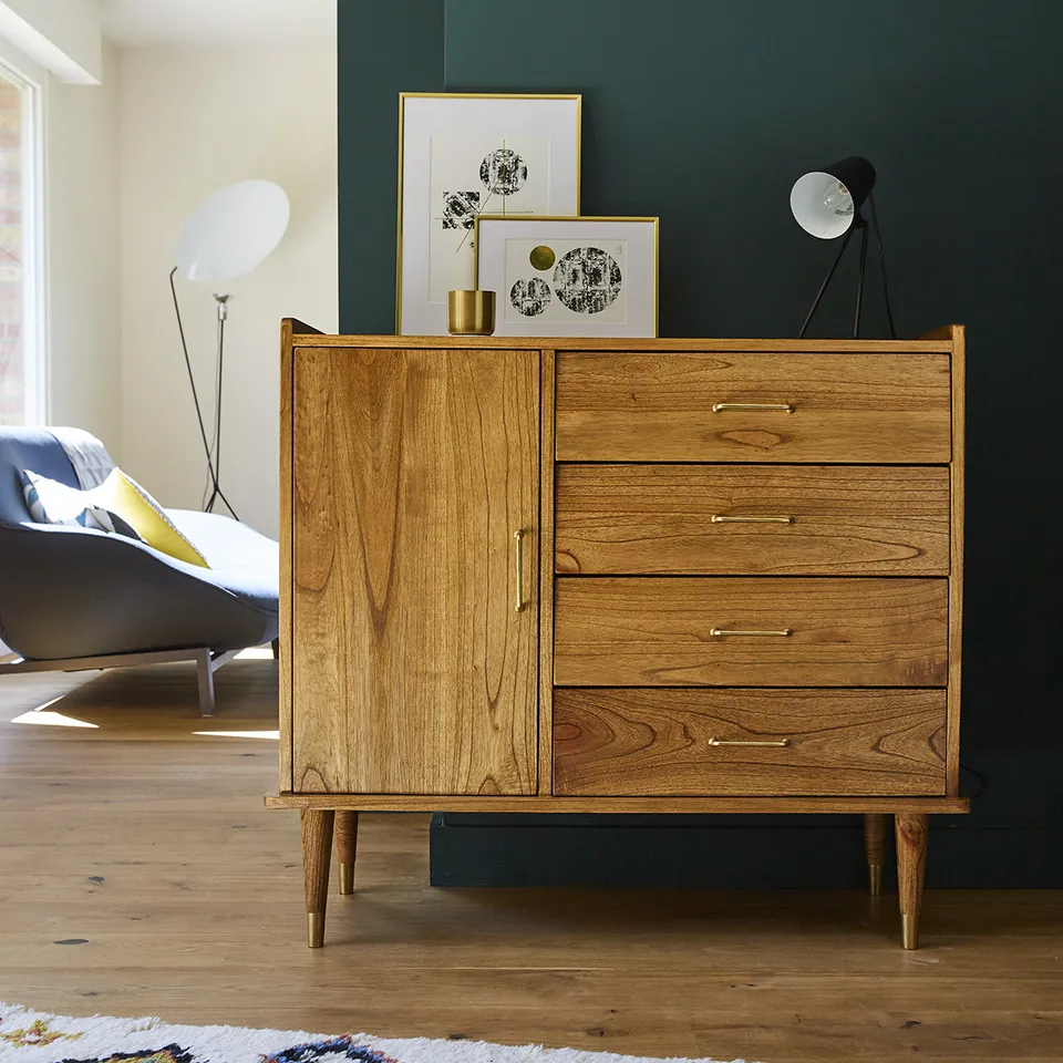 Berah Getah PIA commode mindi massif 105 cm 4 tiroirs