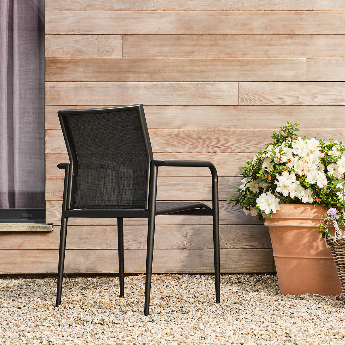Berah Getah Basalt fauteuil jardin alu noir lot de 2