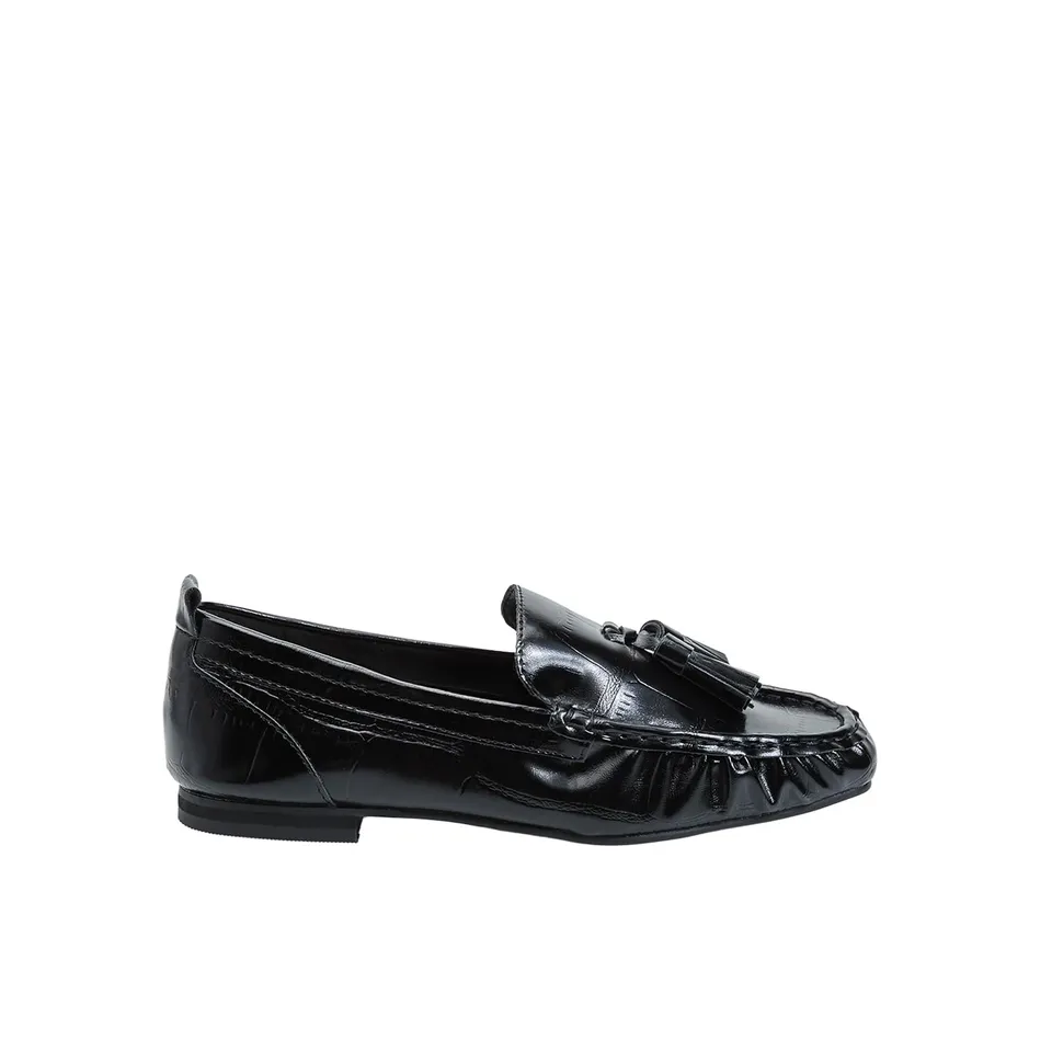 Bata Mocassins femme pompons noirs Red Label