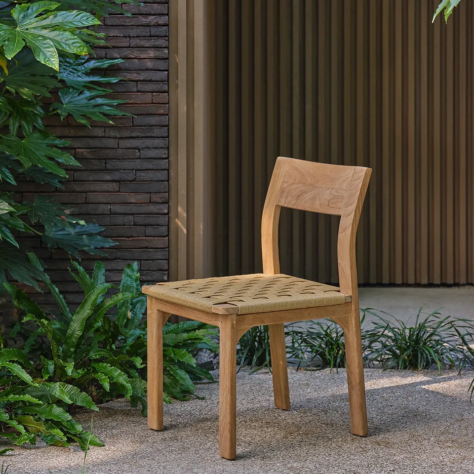 Berah Getah PIANA chaise jardin teck rotin tressé