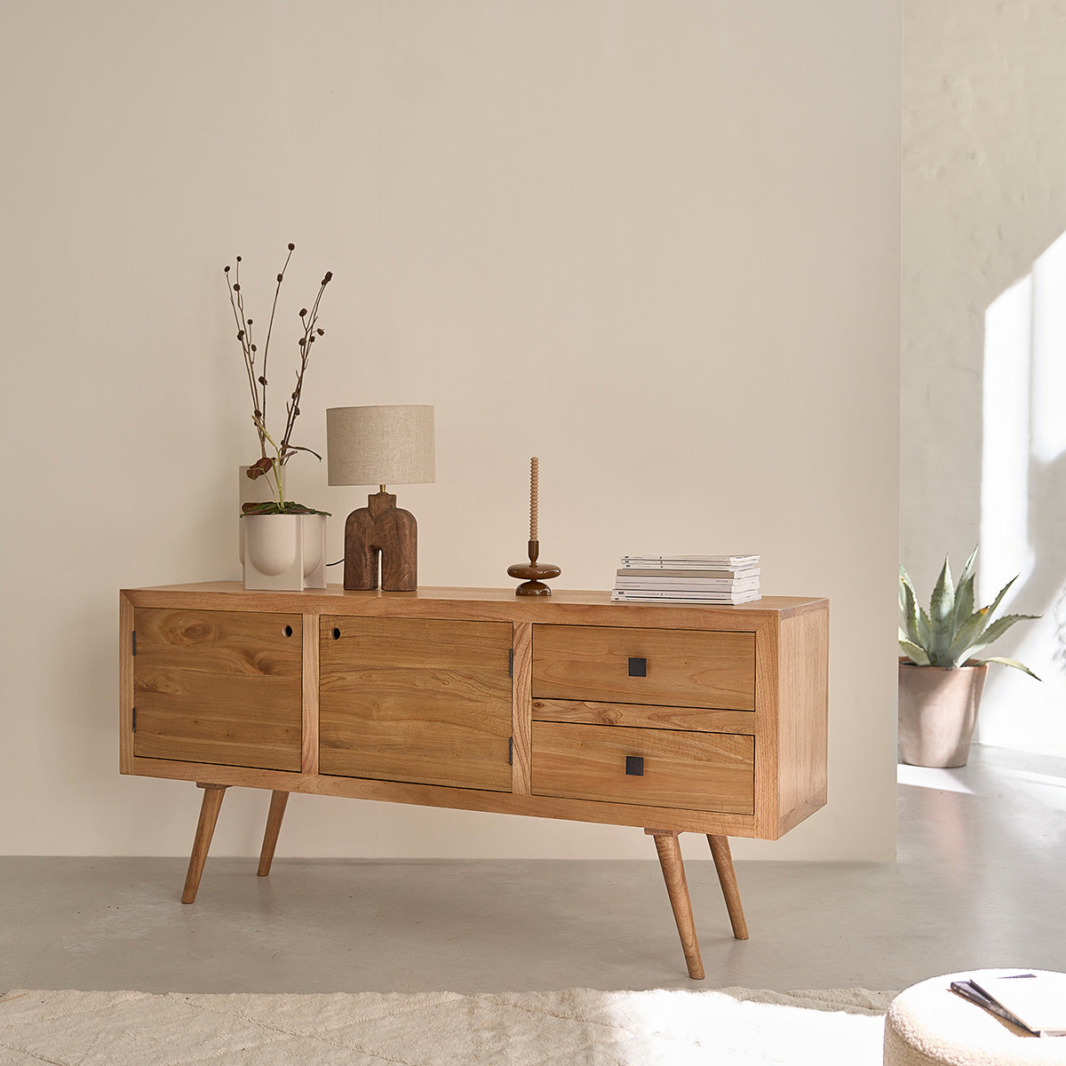 Berah Getah Sacha commode mindi massif 180 cm scandinave