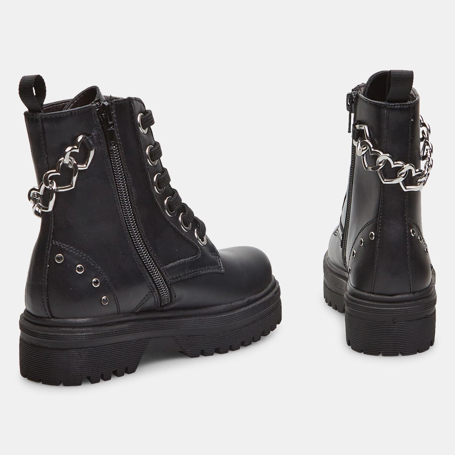 Bata Bottines combat fille effet cuir chaîne