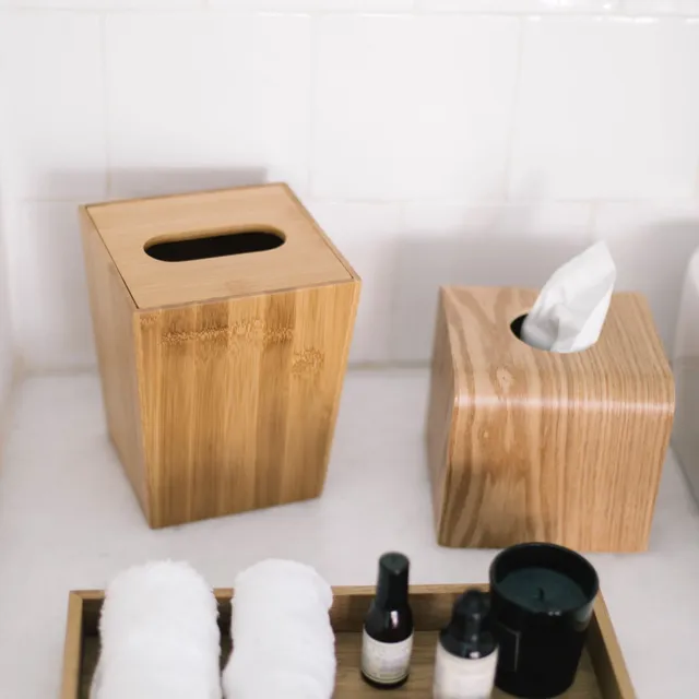 Andrea House boîte mouchoirs bois carrée beige