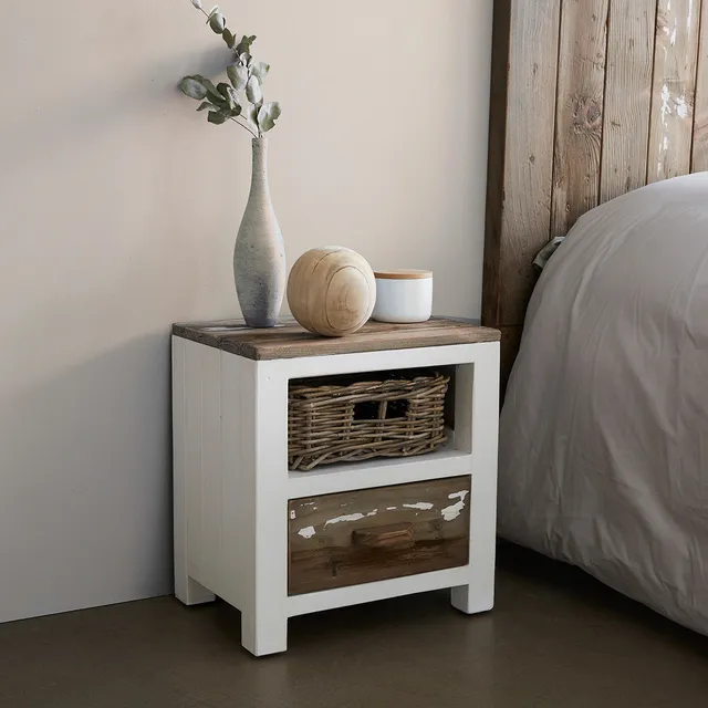 Berah Getah Honfleur table de chevet pin recyclé 45 cm