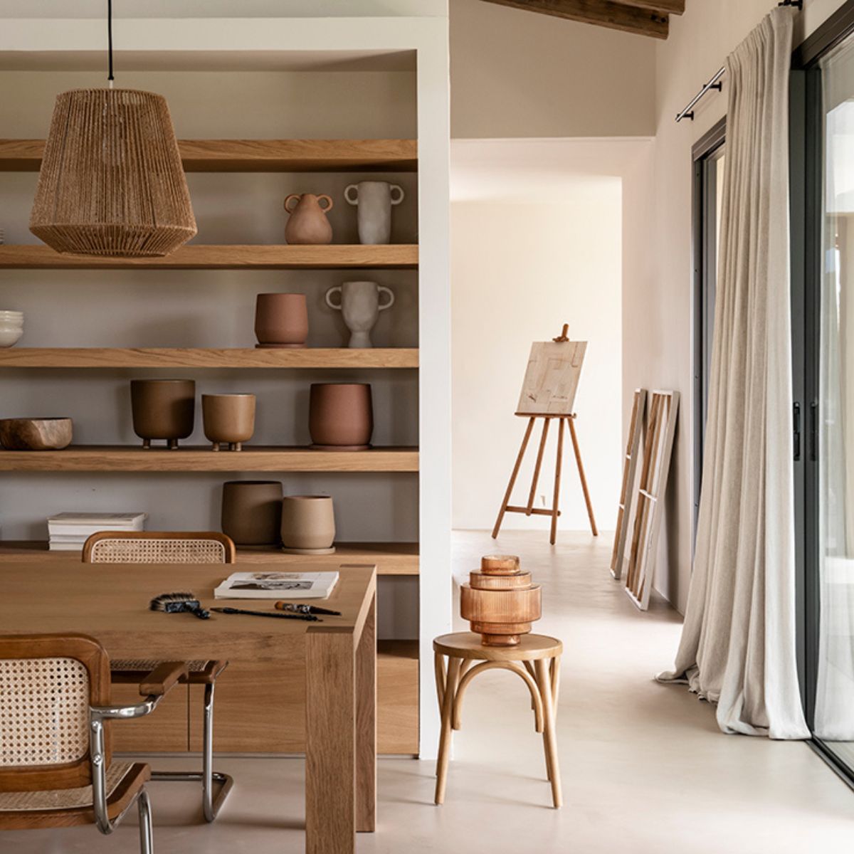 Andrea House Mueble tabouret nordique bois d'orme